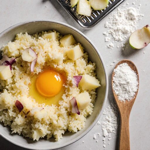 Смешайте, добавьте соль, яйцо (или манку), перемешайте.  