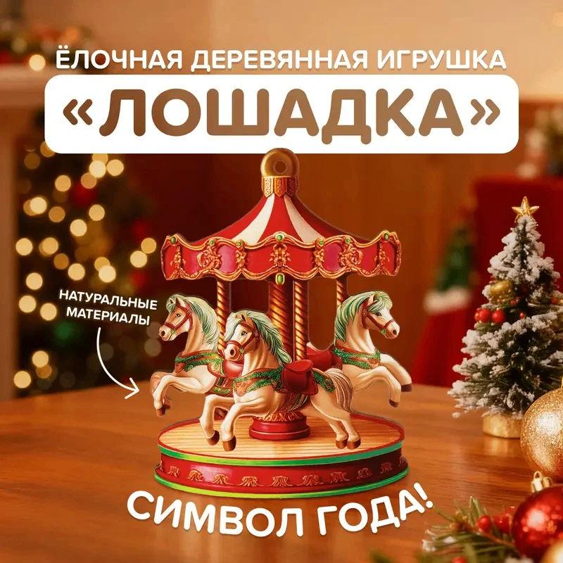 Ёлочная деревянная игрушка "Лошадка" (55 рублей) ЛК: 5314323
