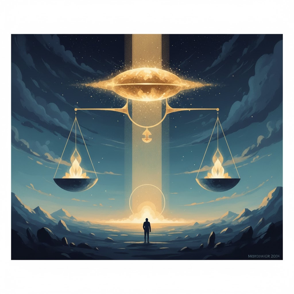 Иллюстрация "Дуализм и Поиск Панацеи" создана сетью Джемини