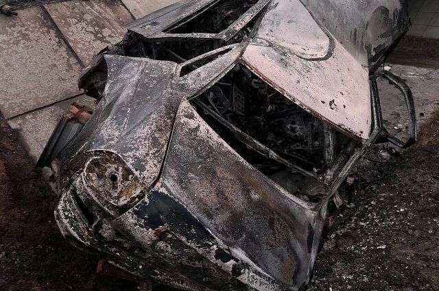    Автомобиль полностью выгорел. Фото: Госавтоинспекция Пензенской области