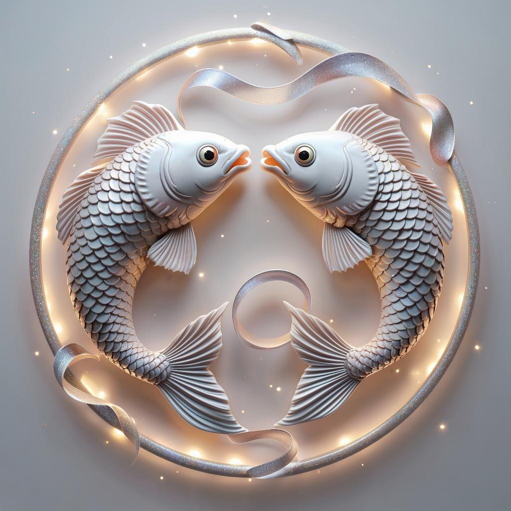 Знак Зодиака Рыбы. Иллюстрация сгенерирована нейросетью