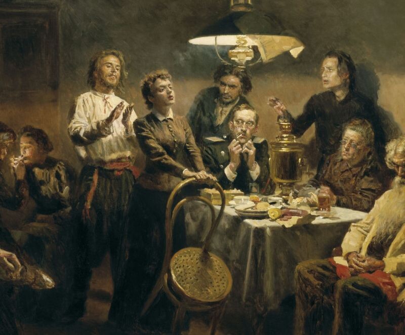 Фрагмент картины В.Е. Маковского «Вечернее общество».