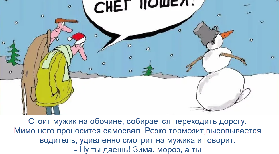 Веселый юмор и шутки про зиму вместе с большой коллекцией любимых новогодних открыток