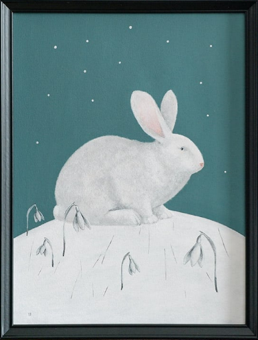 Юлия Адамова. Первый снег. 2022 г. Бумага, акрил, карандаш. 30 x 40 см