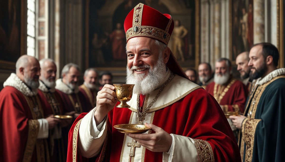 Папа Римский Климент VII пробует и благословляет кофе