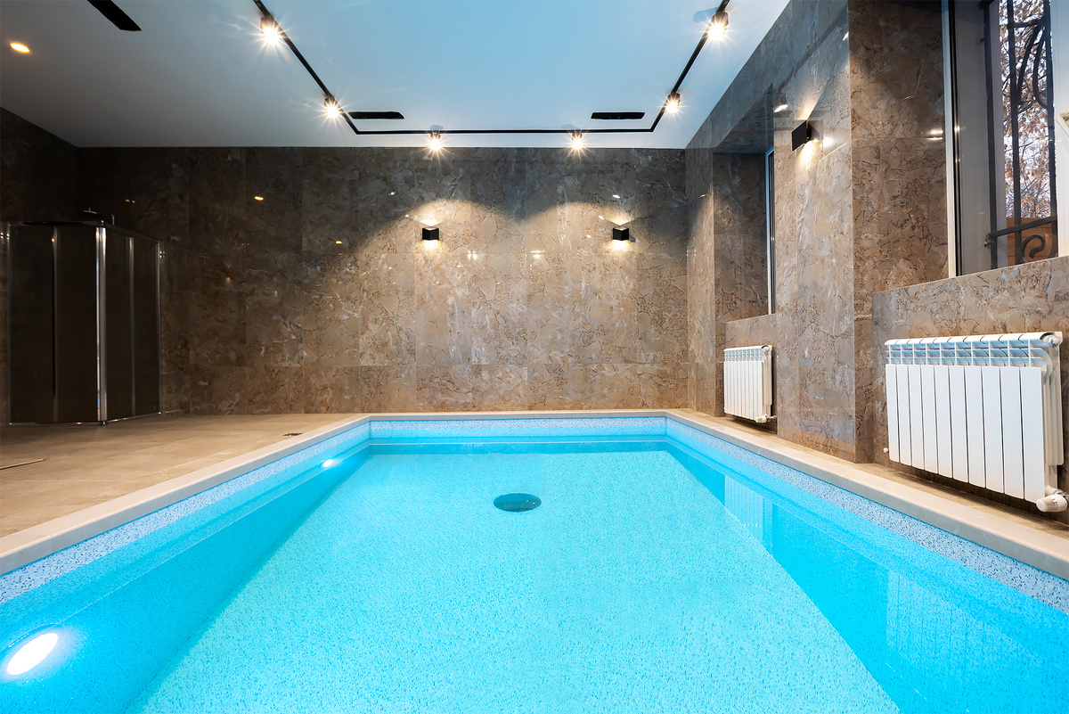 Отделка бетонного бассейна текстурным лайнером