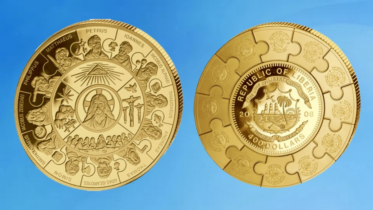 Монета Либерия 400 долларов 2008 года «Апостольский талер»