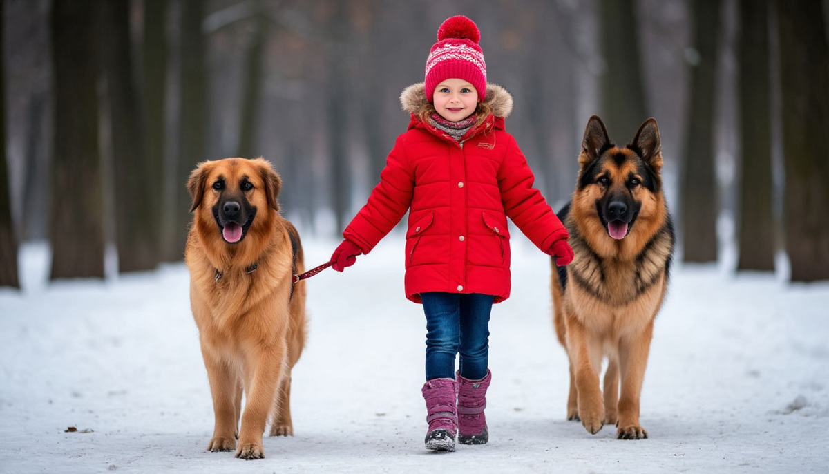девочка и собаки в парке