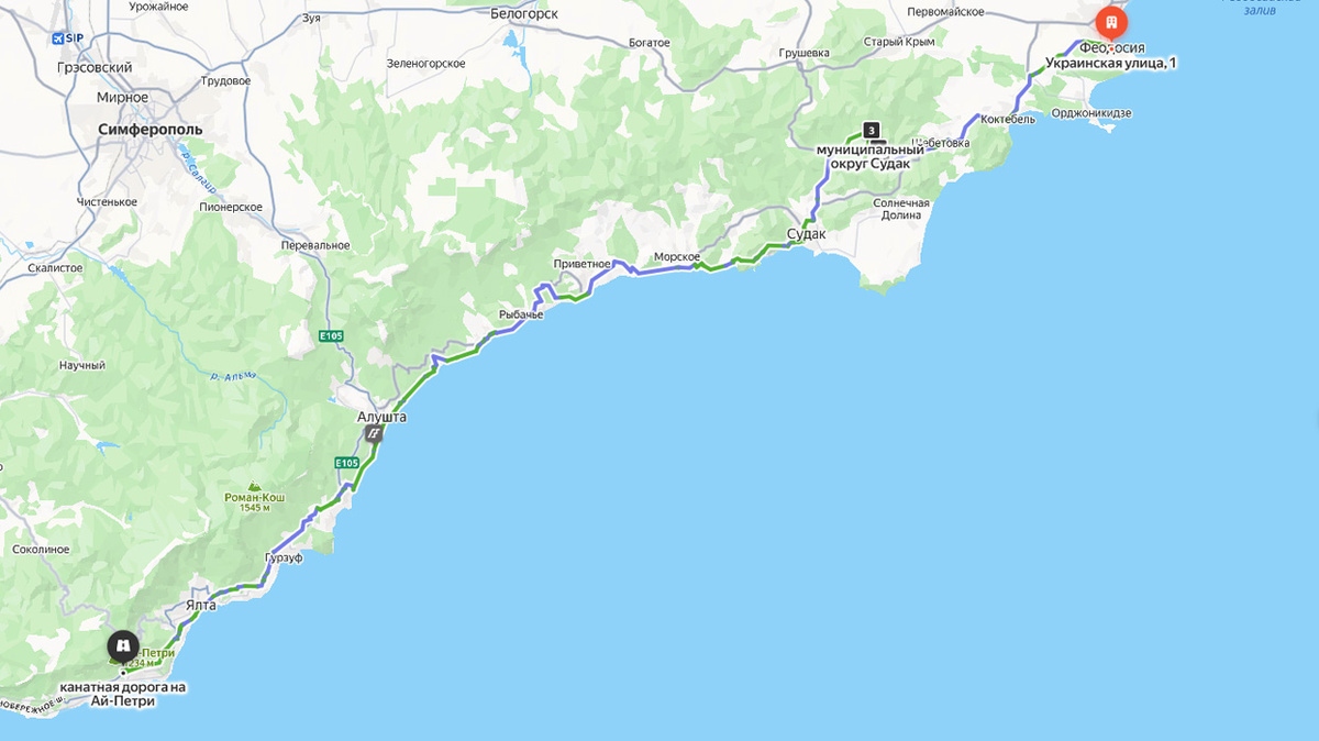 Примерная карта наших перемещений по Крыму в 2020 году