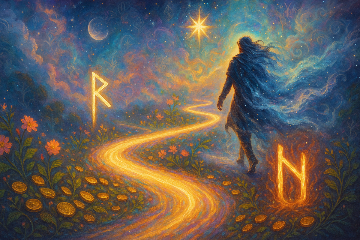 Руны Райдо, Вуньо и Уруз ведут Вас к дороге радости и изобилия. Этот рунический расклад на деньги и успех покажет, как любимое дело может стать источником дохода и раскрыть Вашу силу.