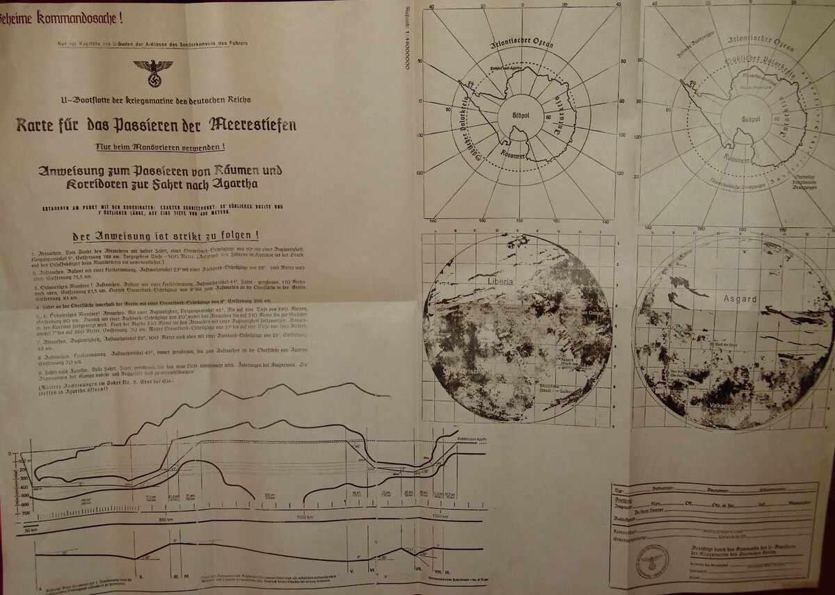 Вот фотография того, что, как утверждается, является картой Третьего рейха с изображением полой Земли.