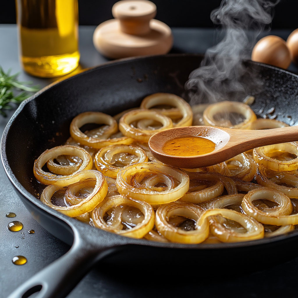 Растопите масло на среднем огне. Добавьте лук.  