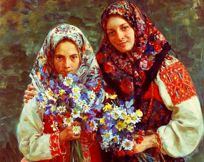 В качестве исходного изображения использована репродукция картины И. С. Куликова "Полевые цветы" (1913 год).