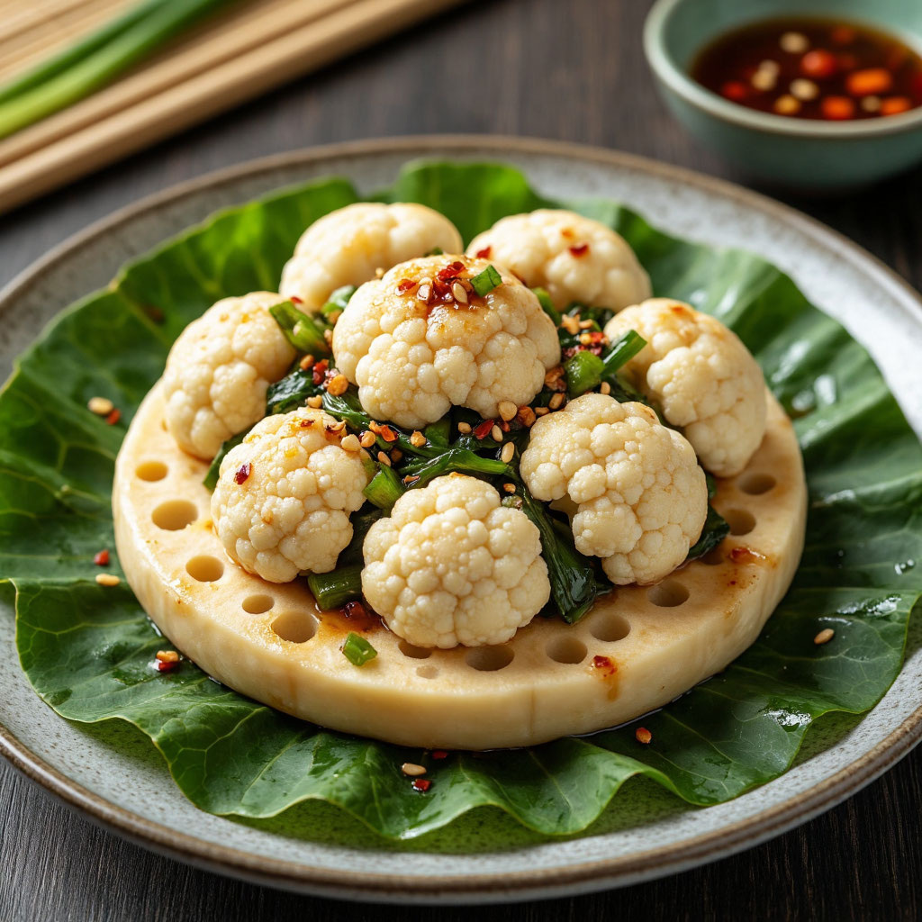 Я использовала обычную силиконовую формочку в виде круга. Дырки сделала карандашом. В качестве основания — капустный лист: я сорвала его в огороде и вырезала в форме круга. Сверху посыпала кунжутом и семенами перца — для красоты!