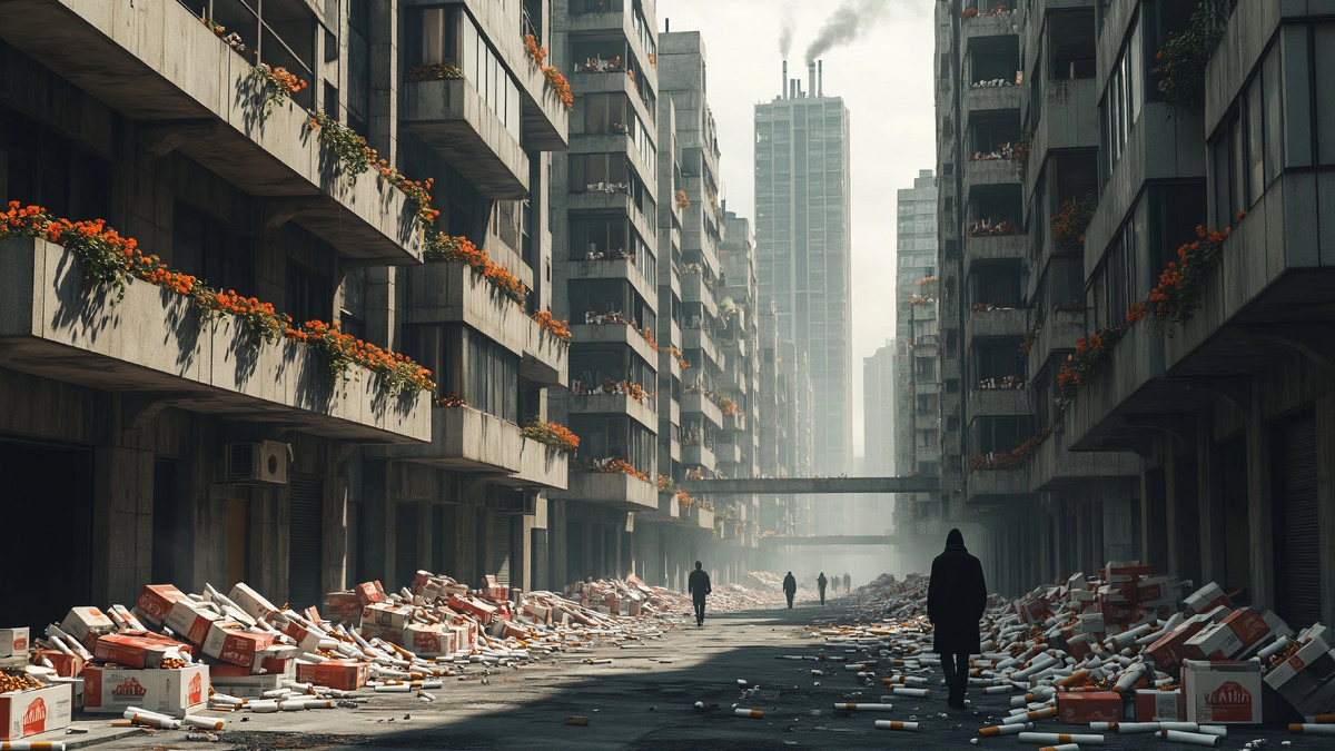 «Мы думаем, что контролируем привычку, но на самом деле привычка строит вокруг нас город, где каждый угол напоминает о курении.»