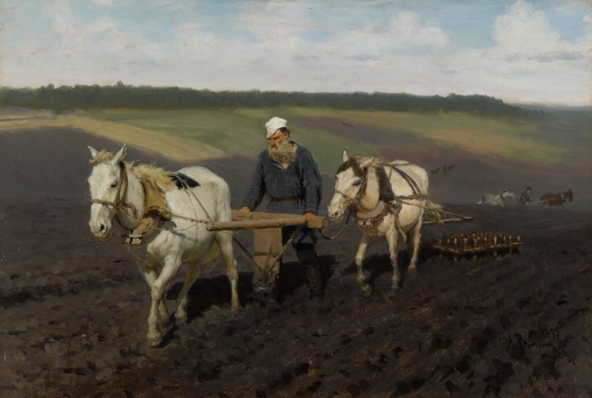 Илья Ефимович Репин "Пахарь. Граф Лев Николаевич Толстой на пашне", 1887, Государственная Третьяковская галерея