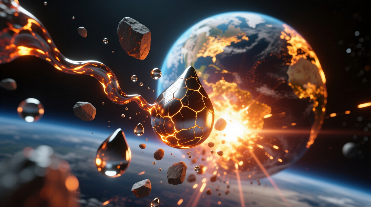 В понедельник, 4.5 млрд лет назад, столкновение с планетой Тейя вырвало вещество для Луны. Все железо в нашей крови родом из таких космических катаклизмов.