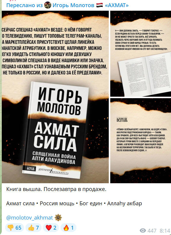 телеграм-канал "Игорь Молотов Ахмат"