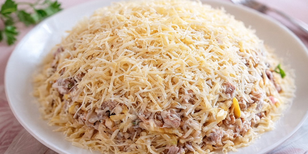 Салат «Нежность» с яичными блинчиками — простой, но удивительно вкусный