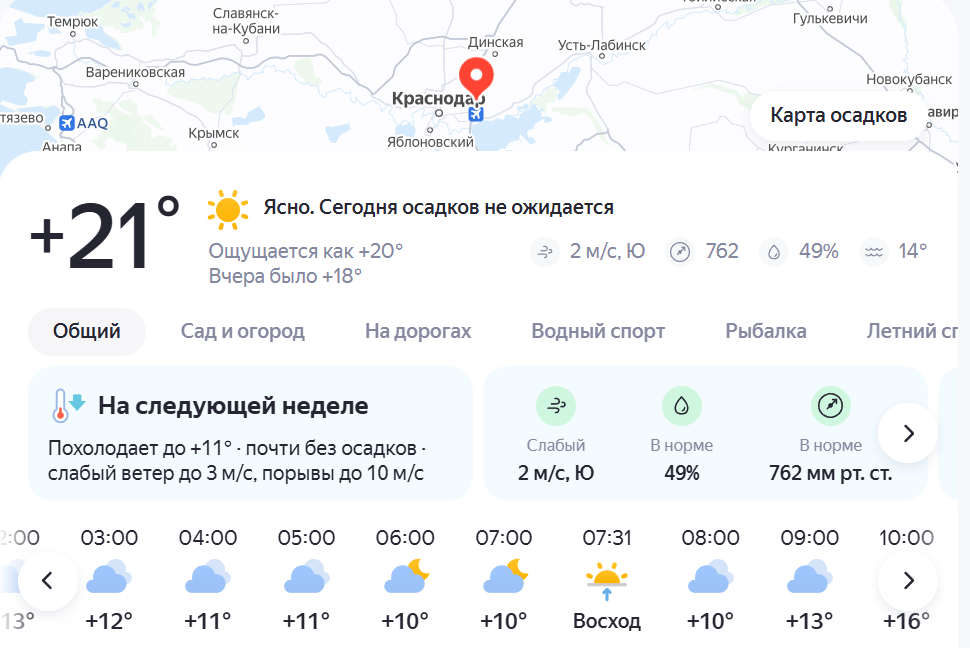 Скриншот с Яндекс.Погода