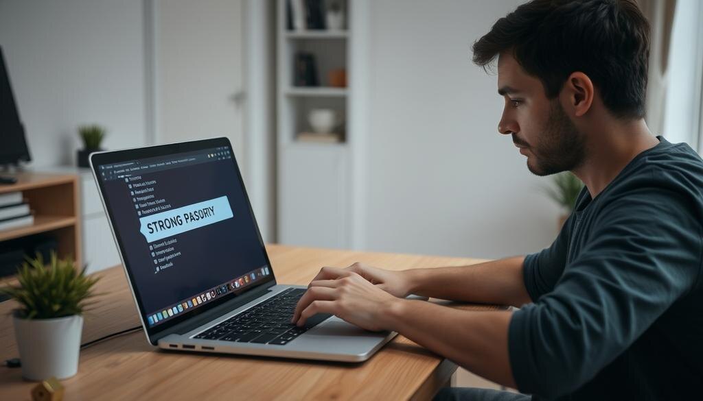    Изображение человека, устанавливающего сложный пароль на маршрутизаторе