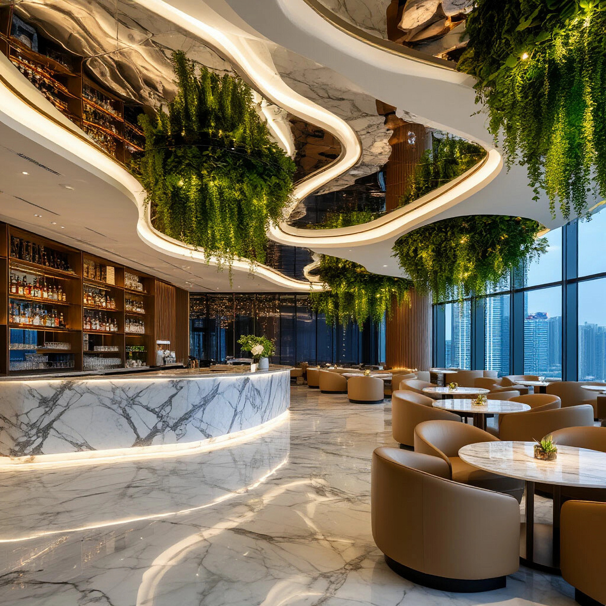 Ресторан «шведской линии». Отель. Гонконг. Дизайн АрхиКомфорт