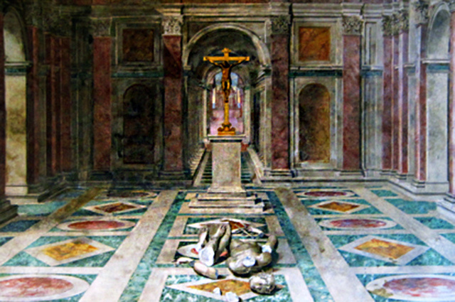    Фреска «Триумф христианства» Томмазо Лаурети (1530–1602). Показано разрушение языческих идолов и их замена образом Христа. Фото: Commons.wikimedia.org