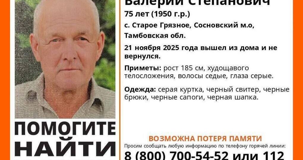 Житель Старого Грязного пропал без вести: в области ищут 75-летнего Валерия Чернышова