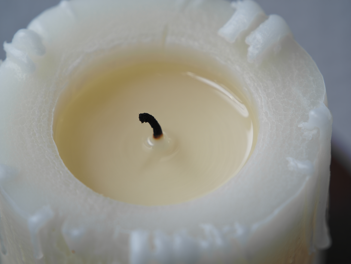 Туннель в белой свече. Растопленный воск и текстура