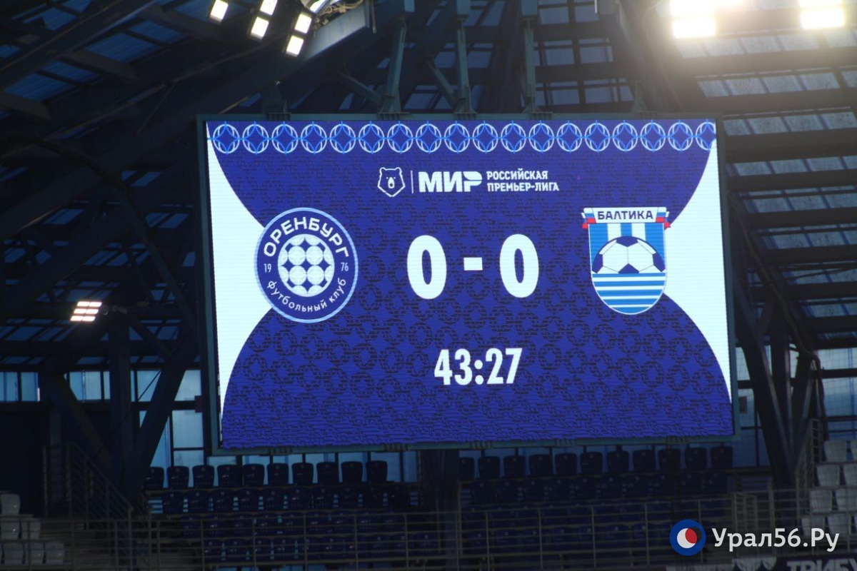    Оборона была сильнее нападения: ФК «Оренбург» на своем поле сыграл вничью с ФК «Балтика» — 0:0