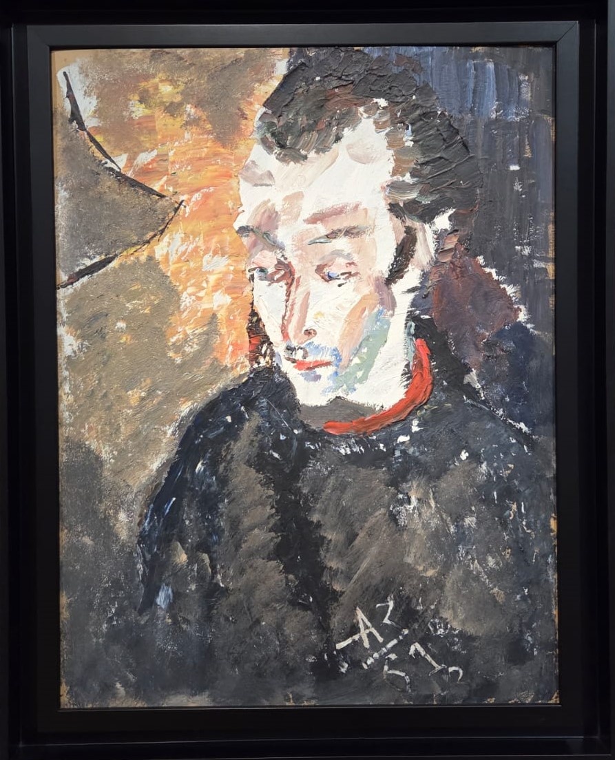 Анатолий Зверев. Портрет Дмитрия Краснопевцева. 1961 картон, масло