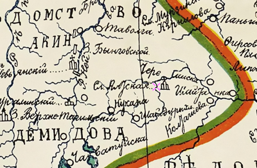 Карта Екатеринбургского ведомства и провинции Соли-Камской 1736 года.