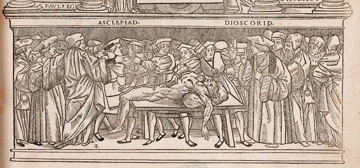 Гален, «De anatomicis administrationbus», титульный лист неизвестного художника, из коллекции Wellcome