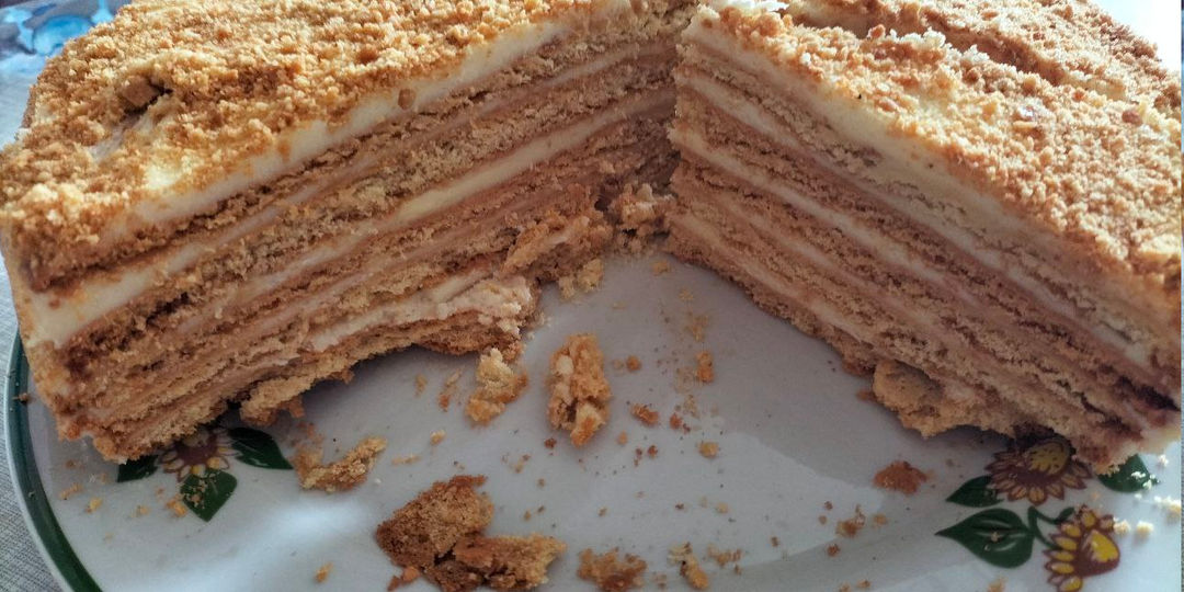 Самый быстрый торт на сковороде из тонких коржей