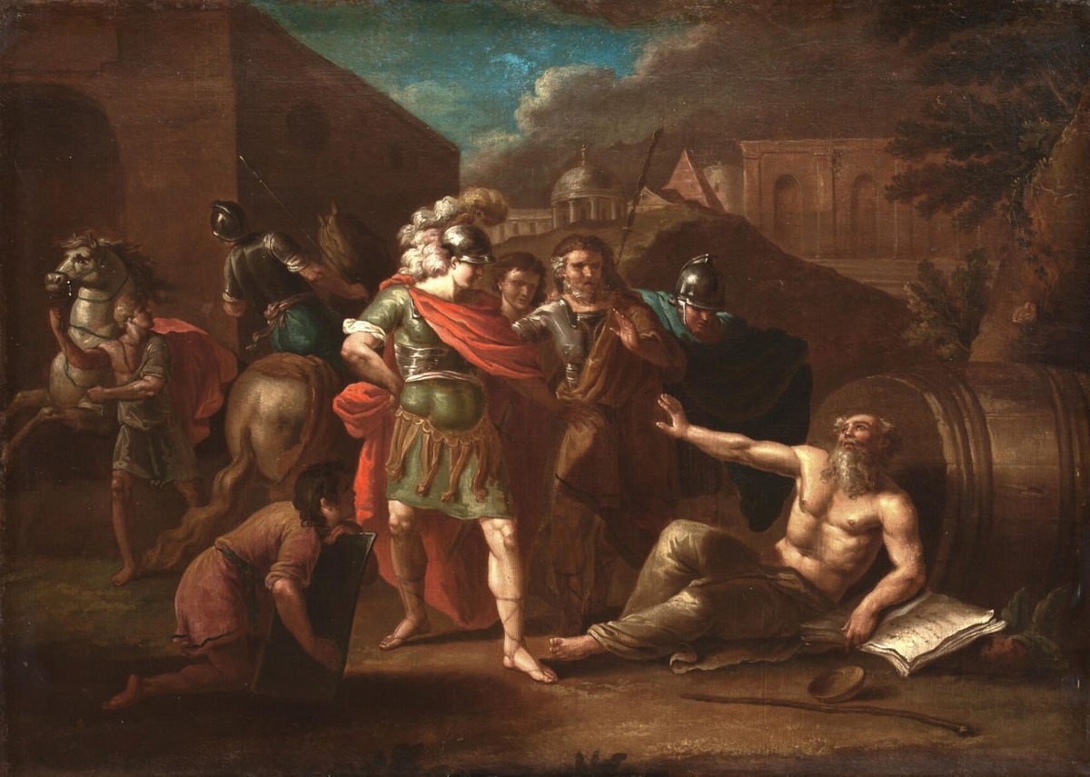 И. Ф. Тупылев (1758 – 1821) «Александр Македонский перед Диогеном», 1787 год. Холст, масло. Размеры: 67 x 93 см.Тульский музей изобразительных искусств. Фото картины взято из открытых источников.