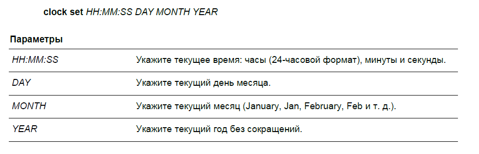 Синтаксис команды clock timezone