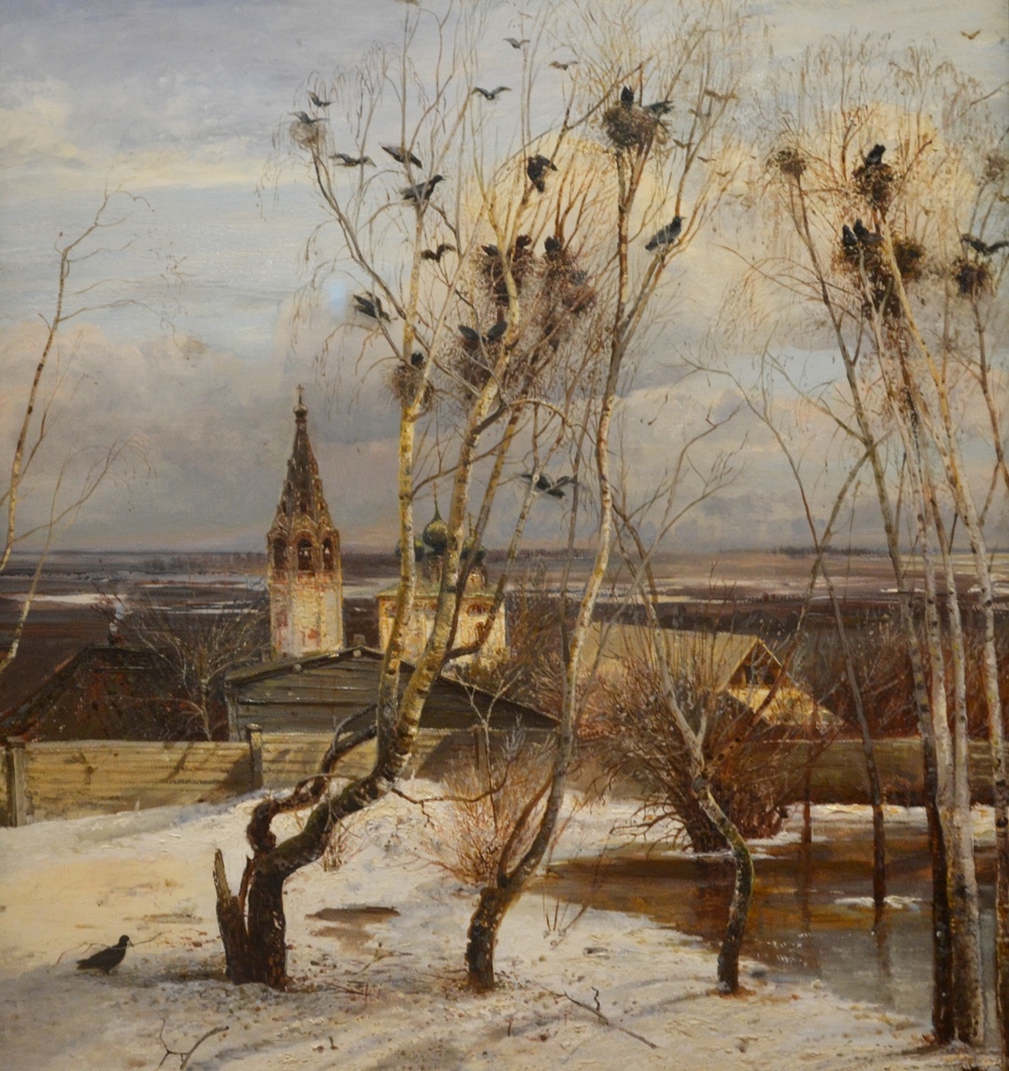 А. Саврасов. Фрагмент: "Грачи прилетели", 1881г. Из собраний Государственной Третьяковской галереи. Фото автора канала  