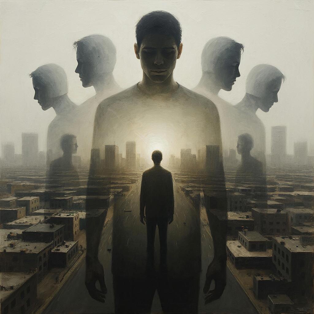 Невидимки утопающие в масках личности. Сгенерированно ии.