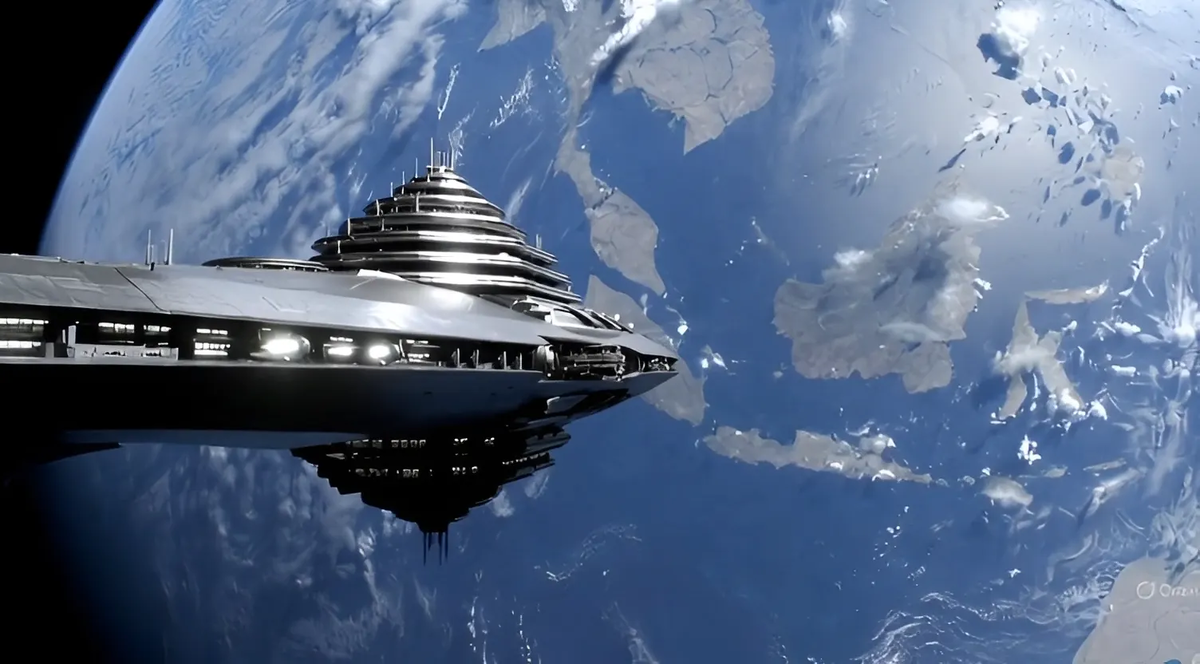 Корабль, покидающий Землю.