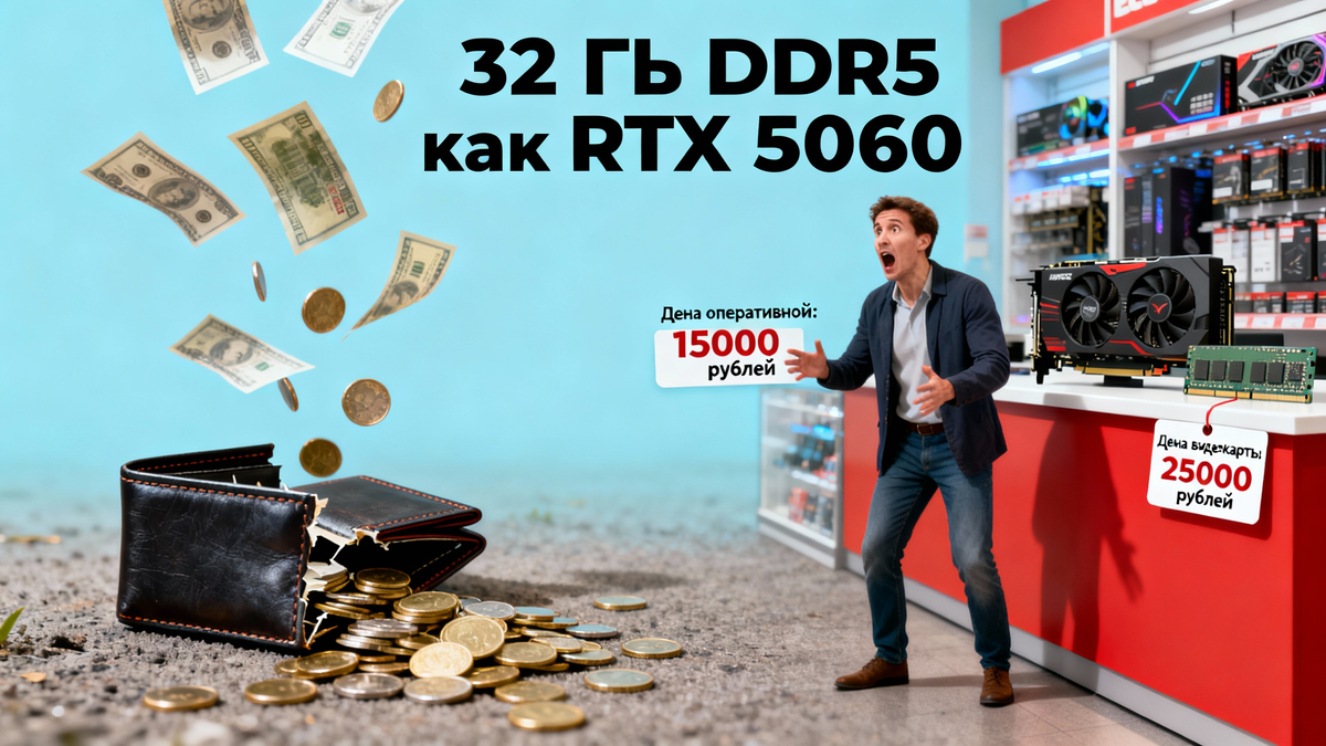 32 ГБ оперативки теперь стоит как целая видеокарта RTX 5060