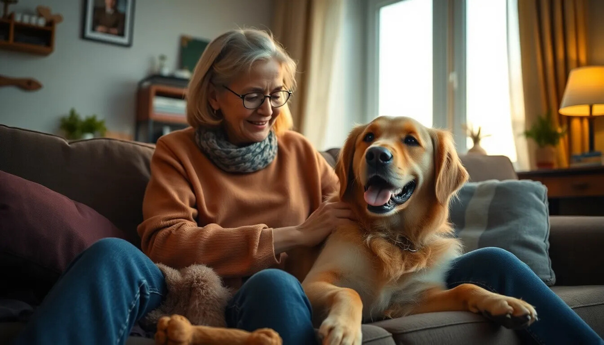 Марья Ивановна дома с Рексом 