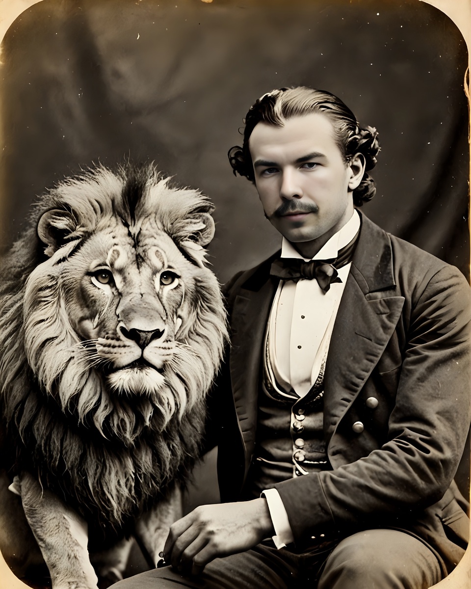 Фотошоп в стиле ретро, тема львы и тигры