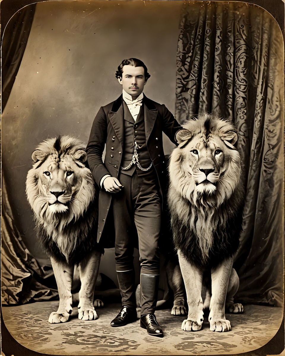 Фотошоп в стиле ретро, тема львы и тигры