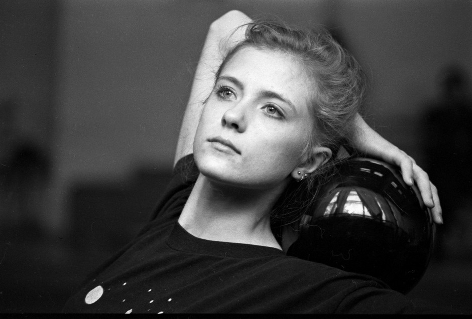 На тренировке.