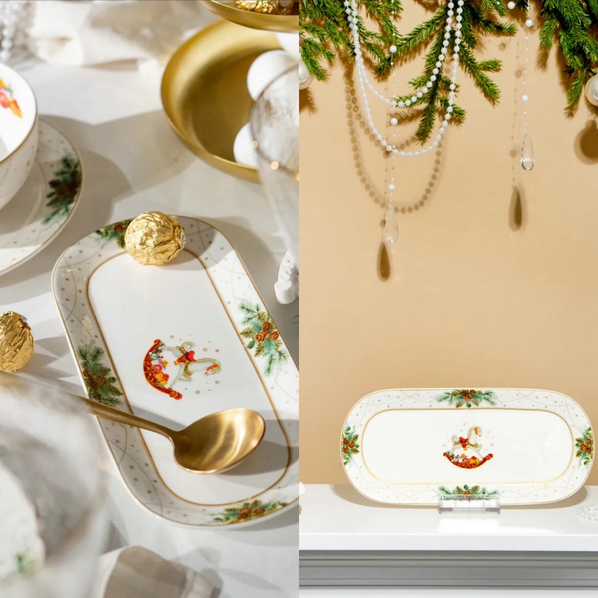 Коралл Блюдо сервировочное новогоднее 25см Новогоднее волшебство