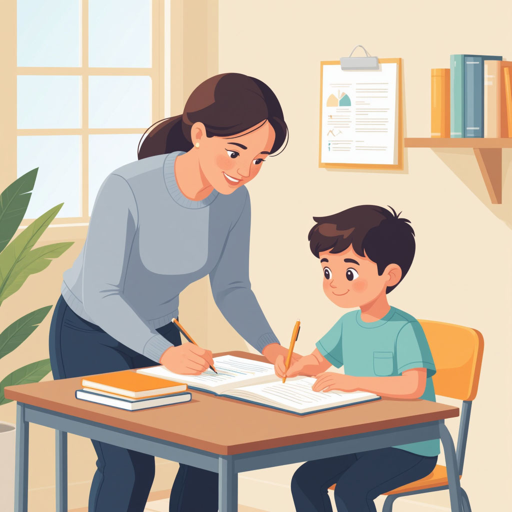 Школьник занимается. Иллюстрация сделана с помощью нейросети