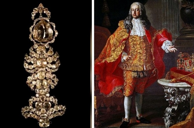 В короне Франциска Стефана присутствовал бриллиант во время церемонии коронации императором Священной римской империи в 1745 году