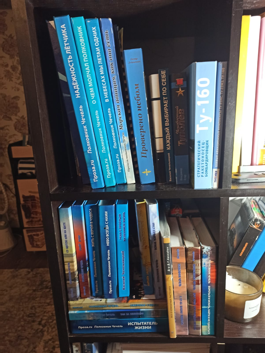  На фото - так выглядят мои "опусы" со стороны - прислал в качестве отчёта друг, Александр Быхалов - лётчик ВКС РФ (пока книг 24, все будем переиздавать заново)