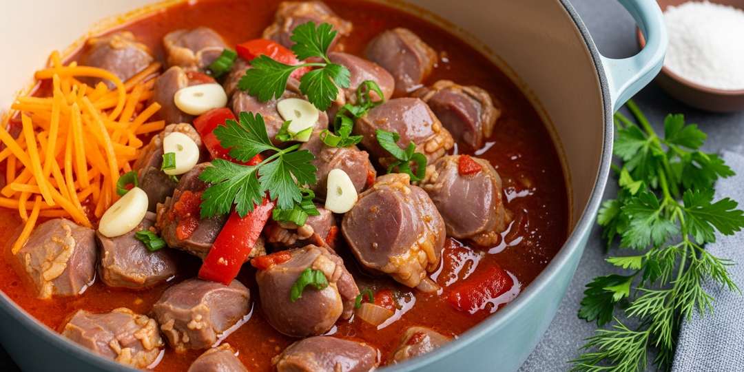 Как приготовить сочные куриные желудки