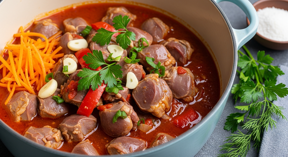 Как приготовить сочные куриные желудки